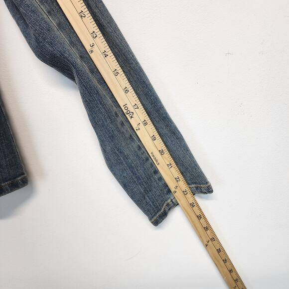 Vintage Y2K Old Navy Jean Denim Jacket Size S Distressed Stone Wash Peplum 2000s - Picture 12 of 15